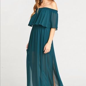 Mumu Deep Jade Hacienda Maxi bridesmaid